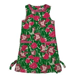 Lilly Pulitzer Green Pink How About Them Apples Lined Dress Size 7 Girl's